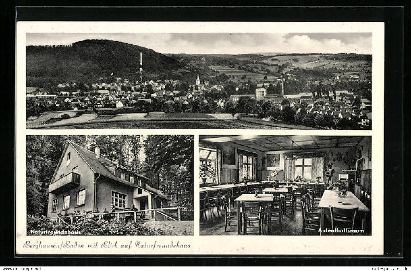 AK Berghausen In Baden, Generalansicht, Blick Auf Das Naturfreundehaus, Im Aufenthaltsraum  - Baden-Baden