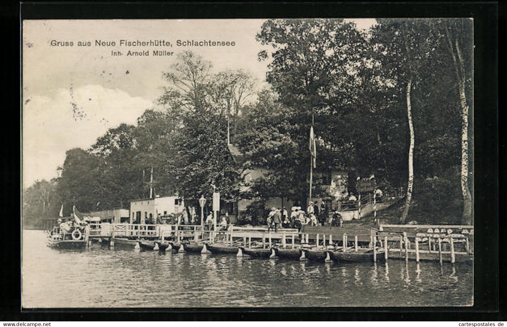 AK Berlin-Schlachtensee, Bootsanleger Vor Der Neuen Fischerhütte  - Zehlendorf