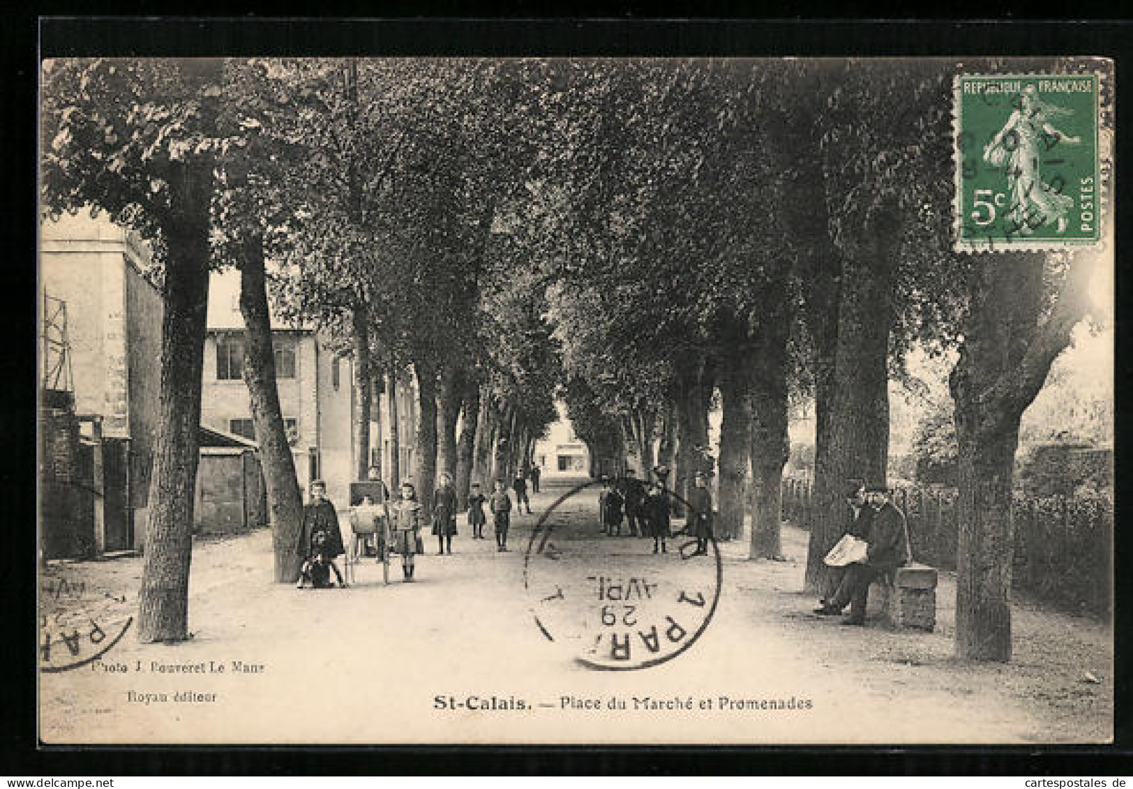 CPA St. Calais, Place Du Marche Et Promenades  - Saint Calais