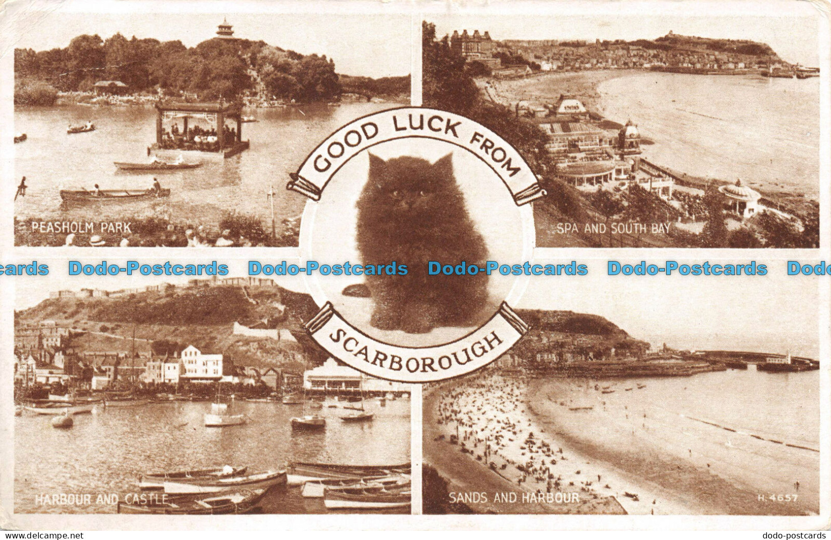 R102416 Good Luck From Scarborough. Valentine. Photo Brown. 1950. Multi View - Mondo