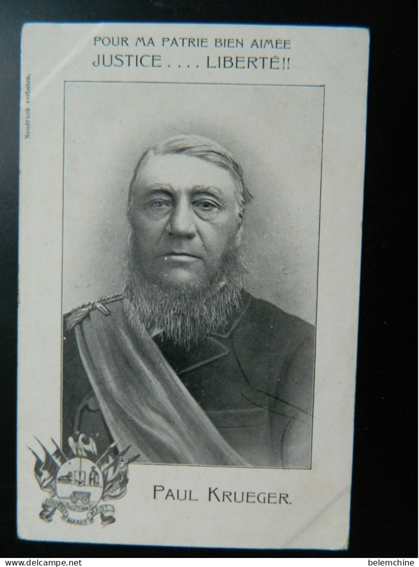 CARTE PRECURSEUR 1900             PAUL KRUEGER     PRESIDENT DE LA REPUBLIQUE SUD AFRICAINE - Hommes Politiques & Militaires