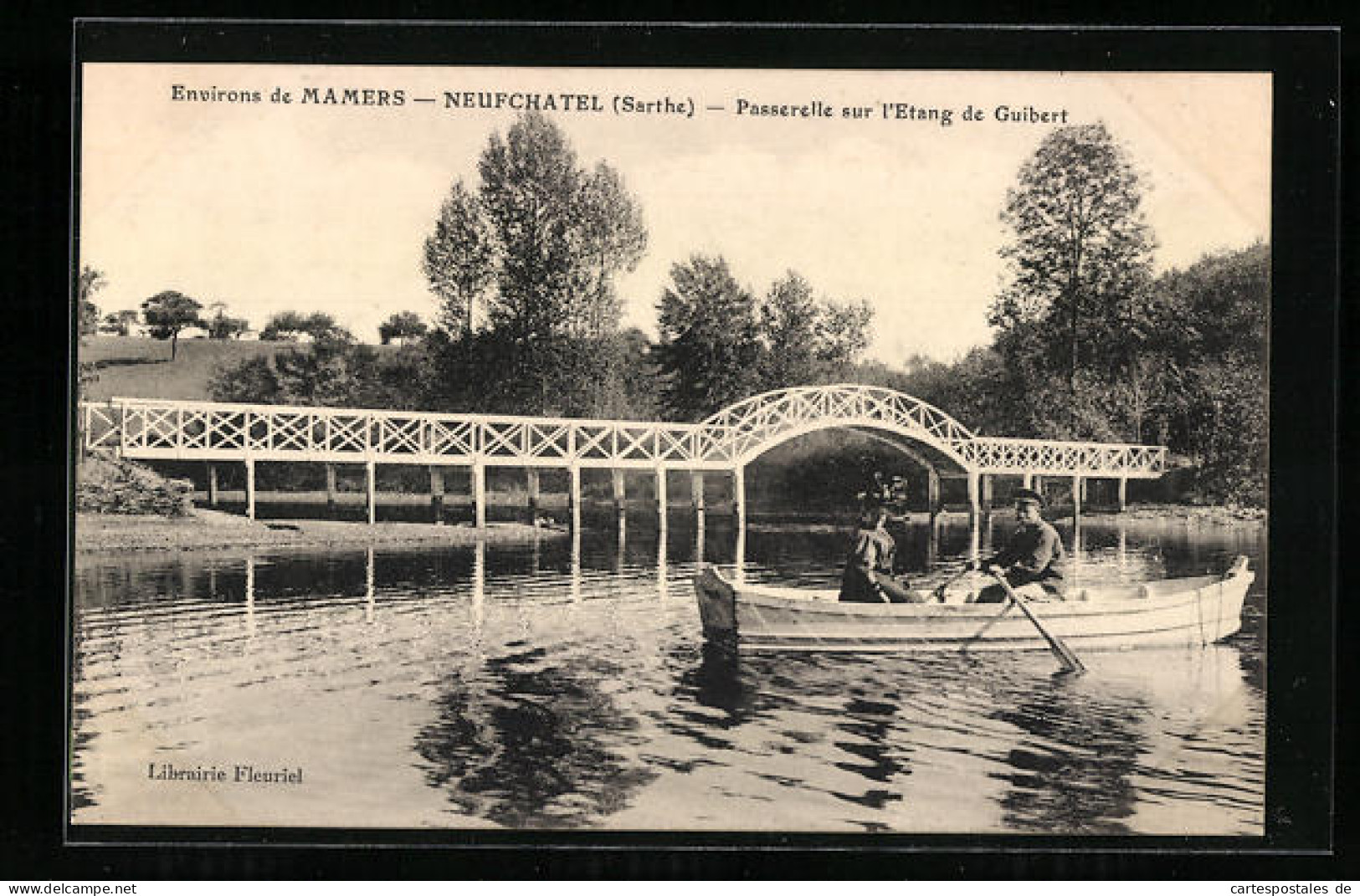 CPA Neufchatel, Par Mamers, Passerelle Sur L`Etang De Guibert  - Mamers