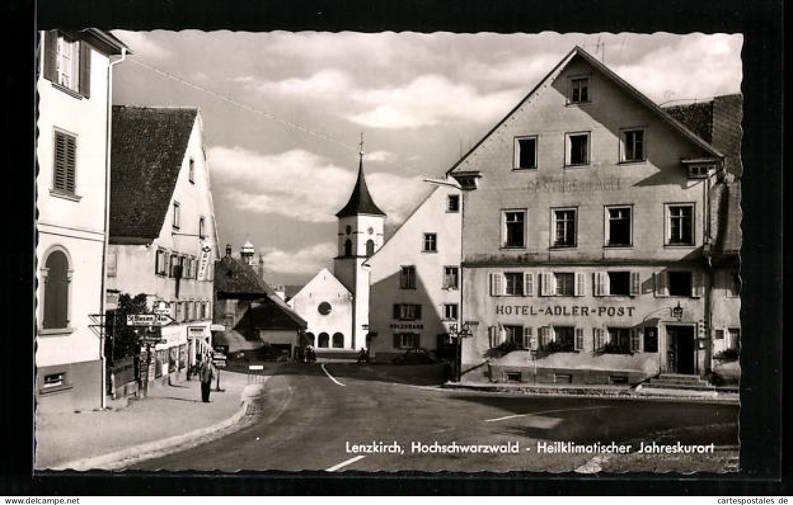 AK Lenzkirch Im Hochschwarzwald, Hotel-Adler-Post Und Kirche Im Heilklimatischen Jahreskurort  - Hochschwarzwald