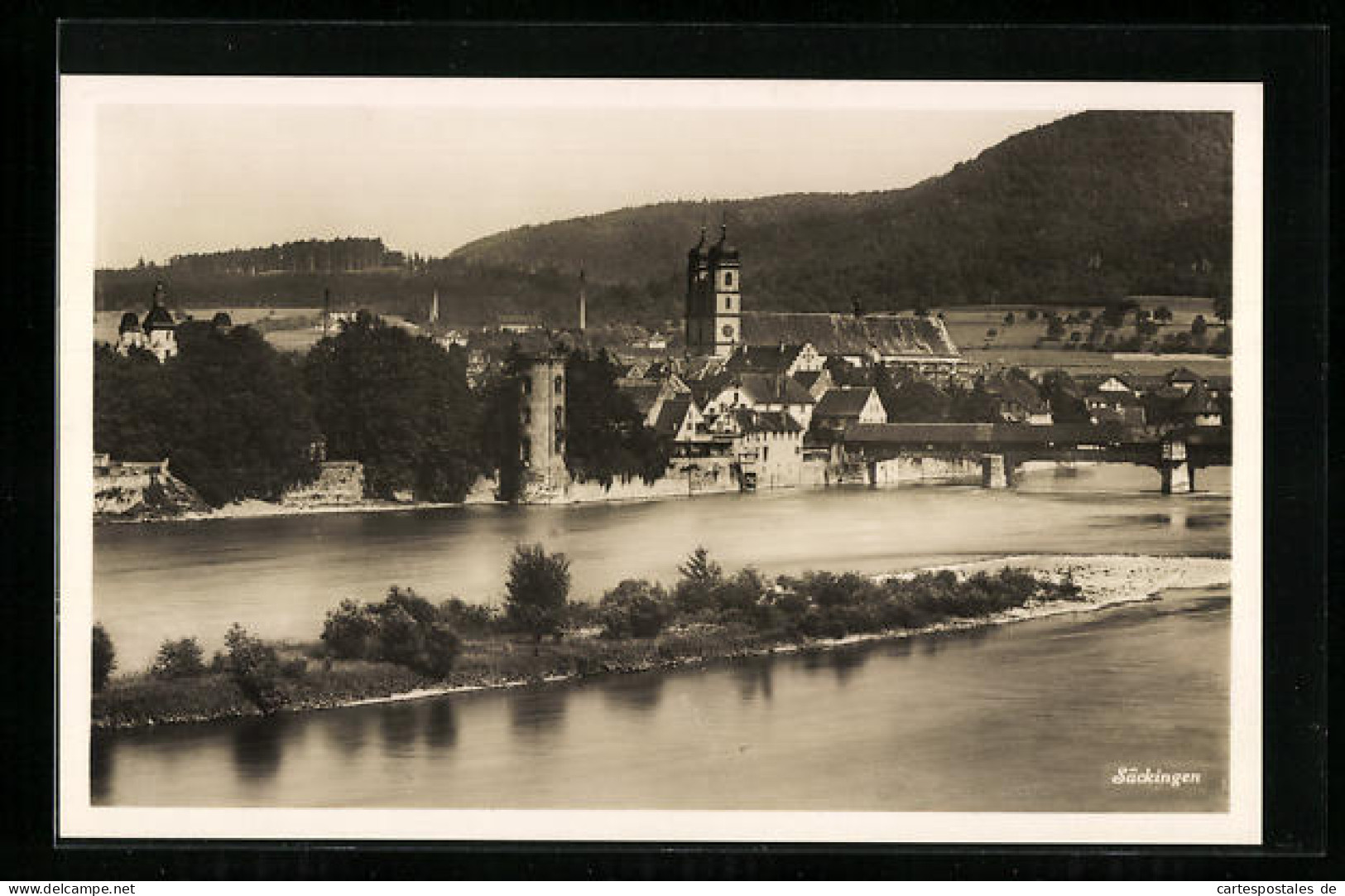 AK Säckingen Am Rhein, Panoramaansicht Der Stadt Vom Rheinufer Aus  - Bad Saeckingen