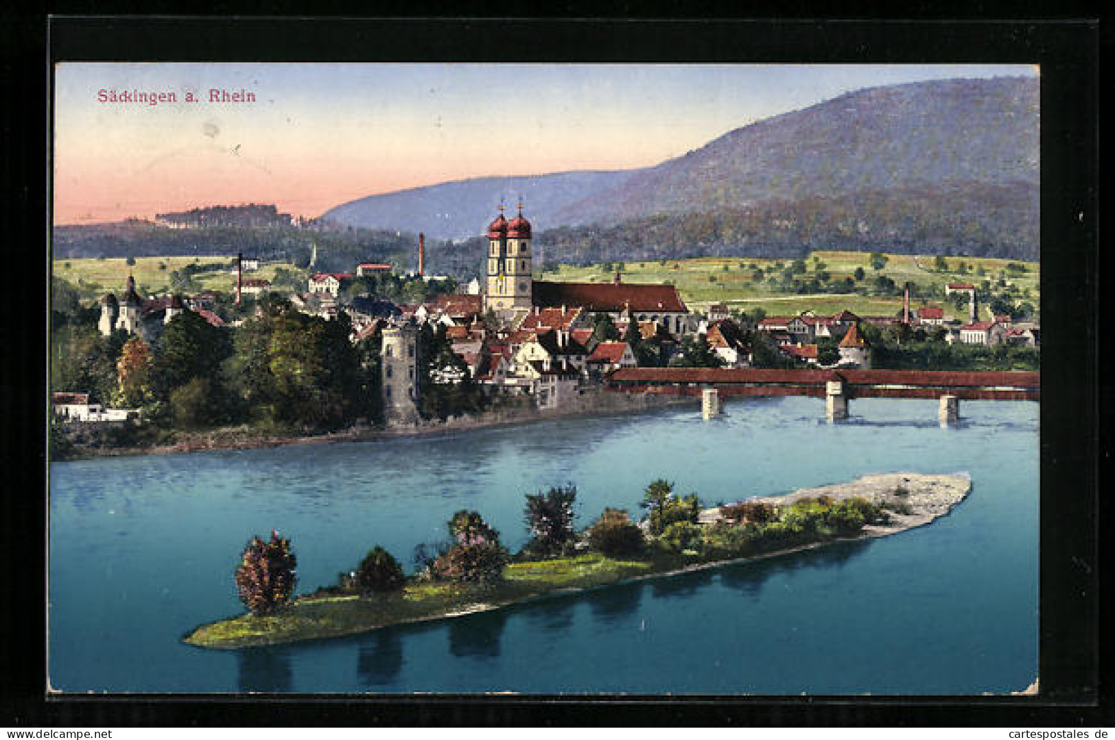 AK Säckingen Am Rhein, Blick Vom Ufer Auf Die Kirche Und Die Stadt  - Bad Saeckingen