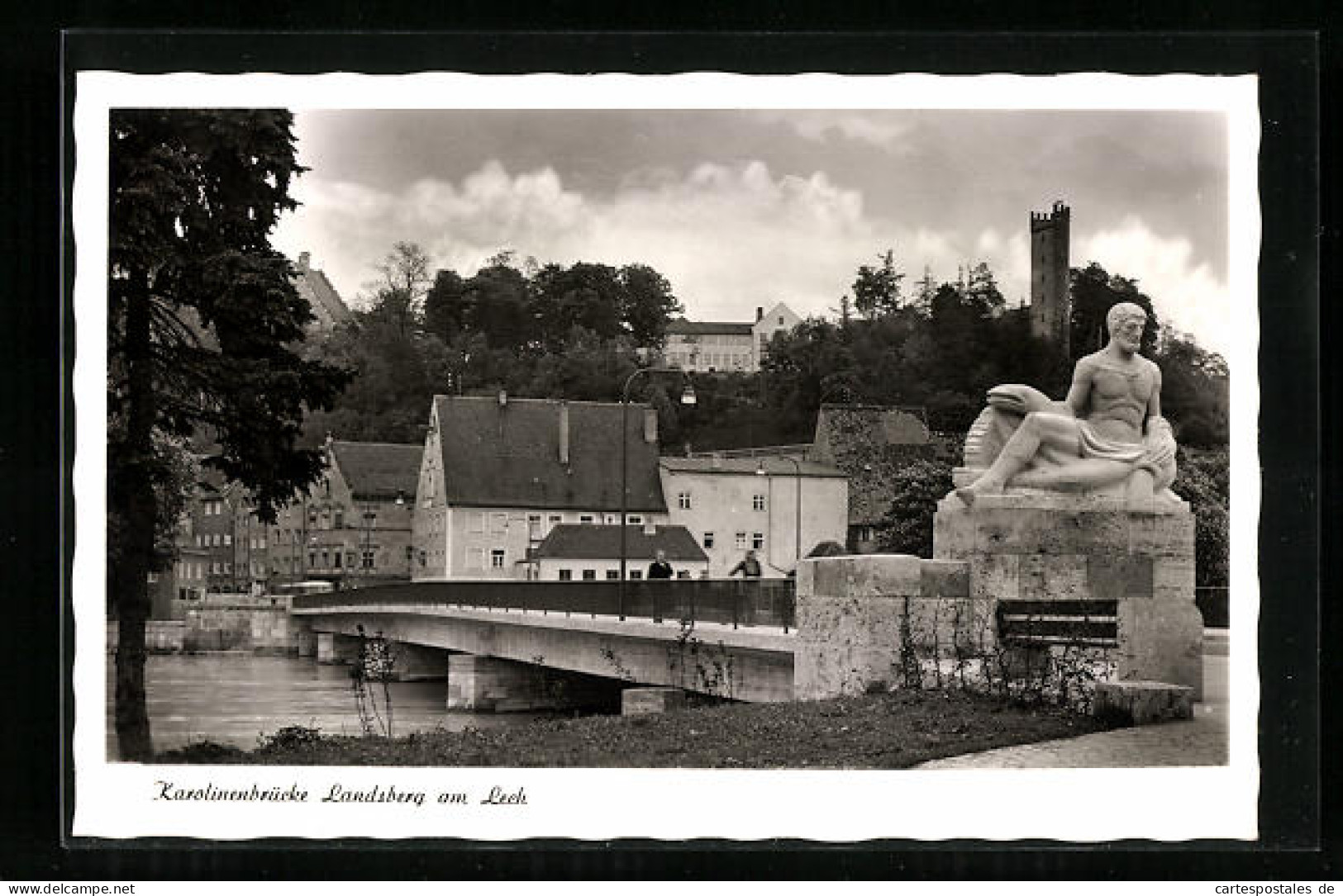 AK Landsberg Am Lech, Skulptur An Der Karolinenbrücke  - Landsberg