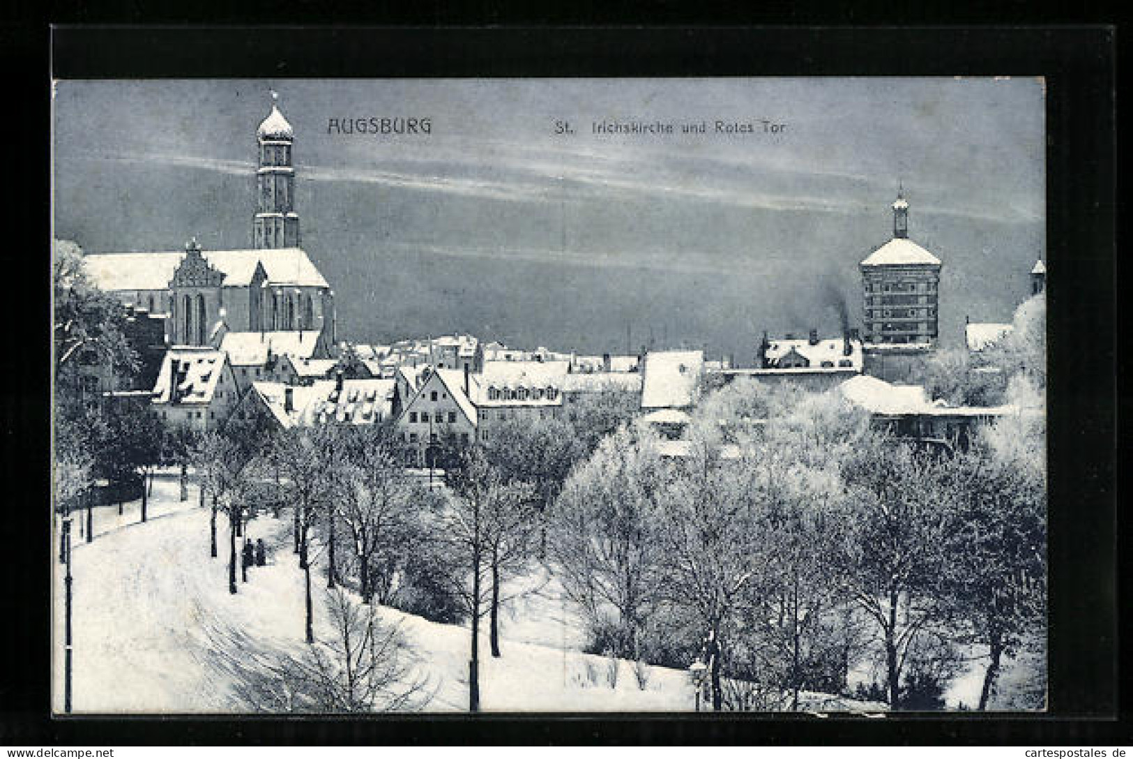 AK Augsburg, St. Irichskirche Und Das Rote Tor Im Winter  - Augsburg