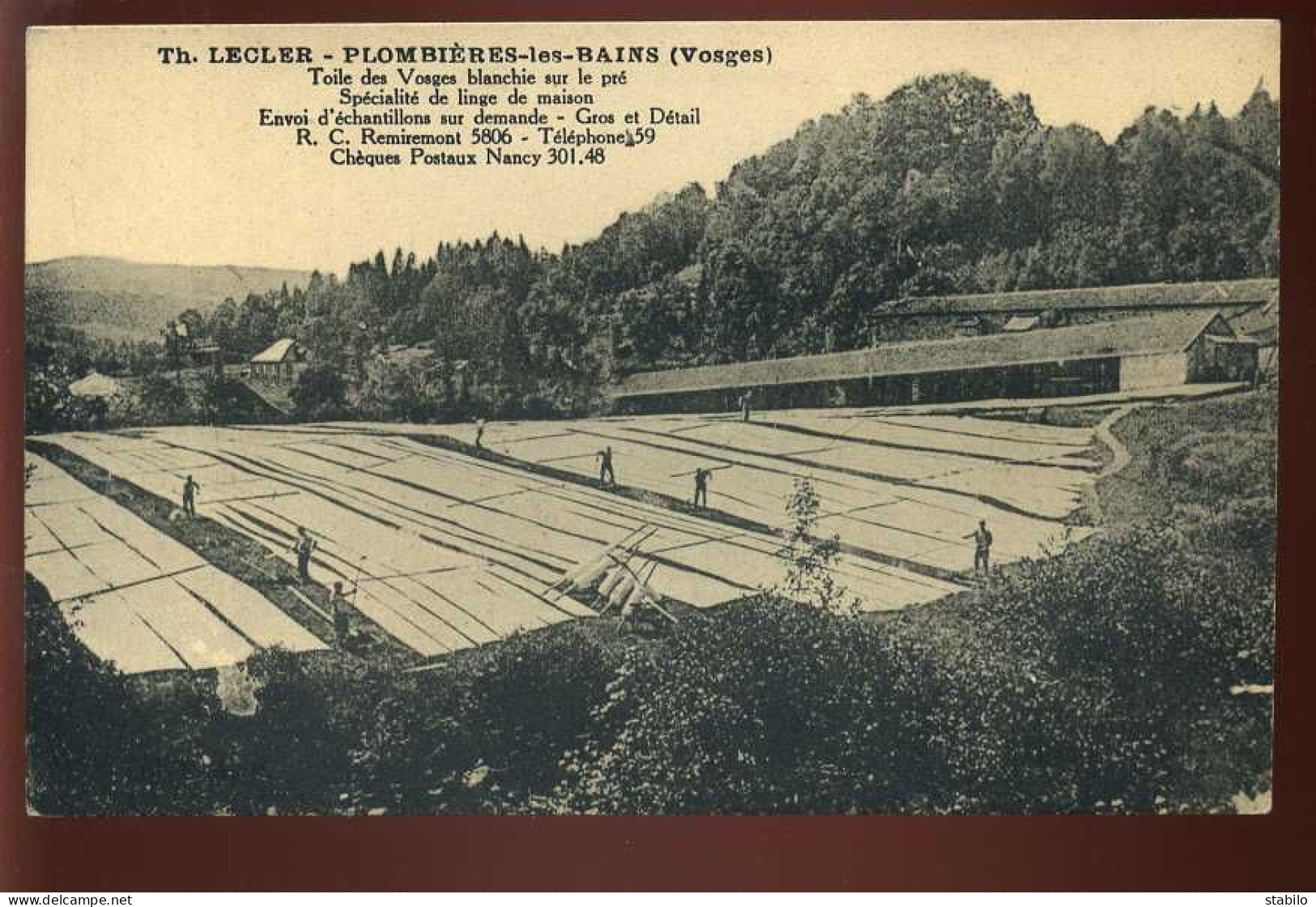 88 - PLOMBIERES-LES-BAINS - SOCIETE TH. LECLER, LINGE DE MAISON - TOILE DES VOSGES BLANCHIE SUR LE PRE - Plombieres Les Bains