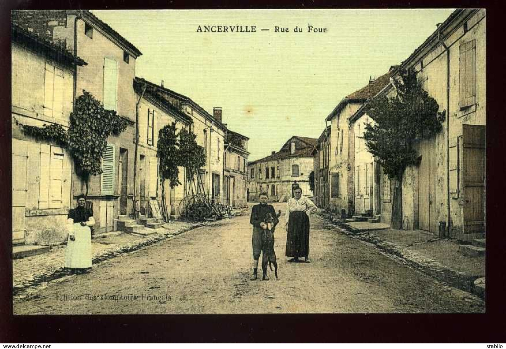 55 - ANCERVILLE - RUE DU FOUR - CARTE ANCIENNE TOILEE ET COLORISEE - EDITION DES COMPTOIRS FRANCAIS - Other & Unclassified