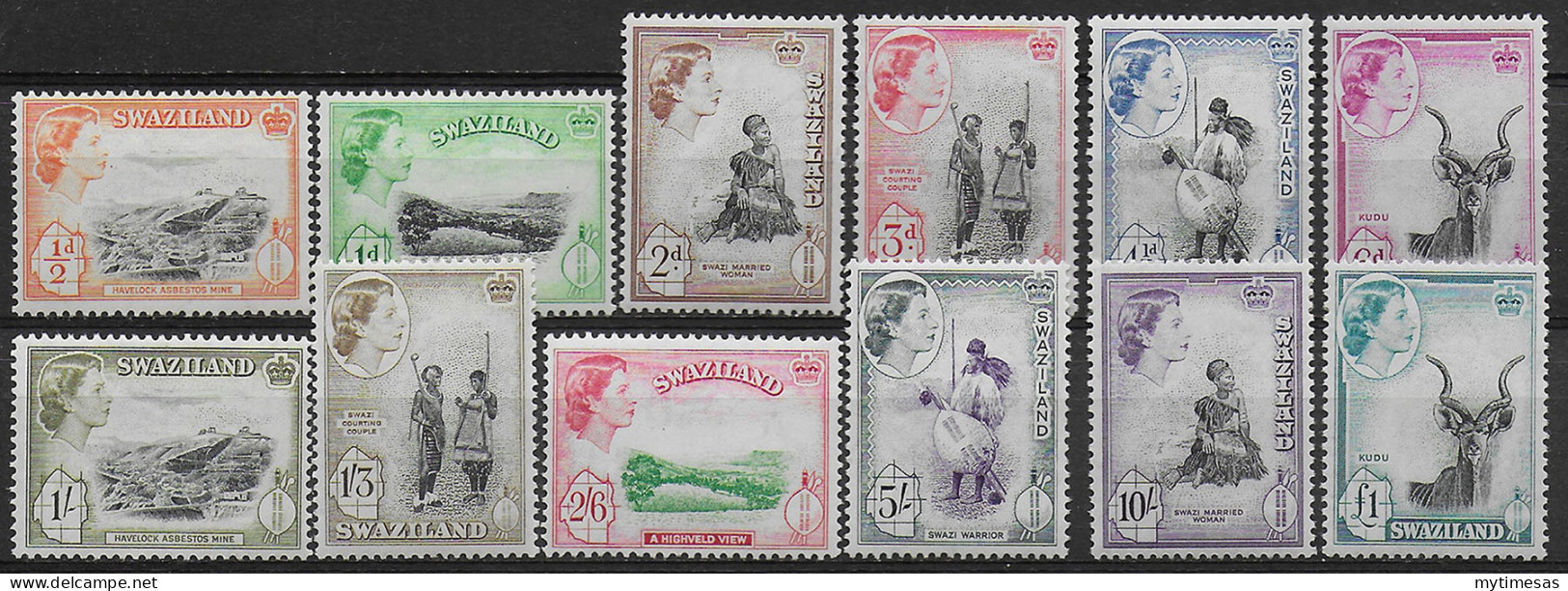 1956 Swaziland Elisabetta II 12v. MNH SG. N. 53/64 - Autres & Non Classés