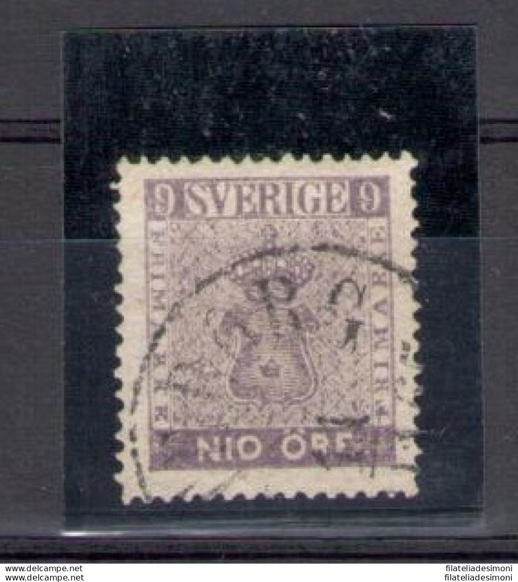 1858 Svezia - N. 7 - 9 O" Violetto Bruno - Usato - Other & Unclassified