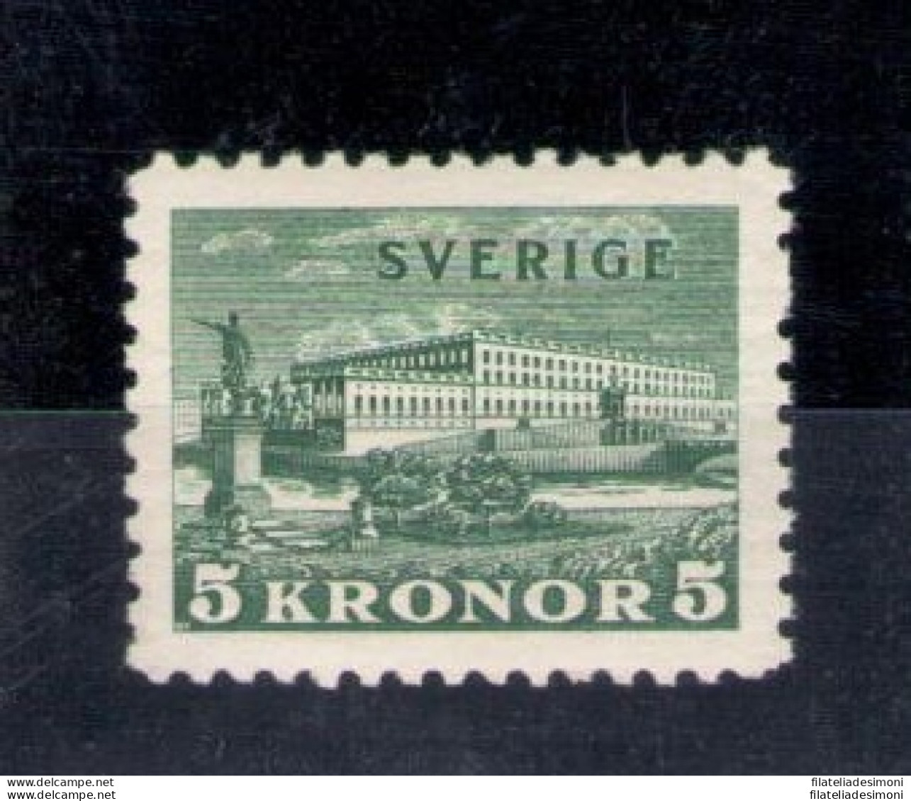 1931 Svezia N. 223a - 5 Corone Verde - Carta Bianca - MNH** - Autres & Non Classés