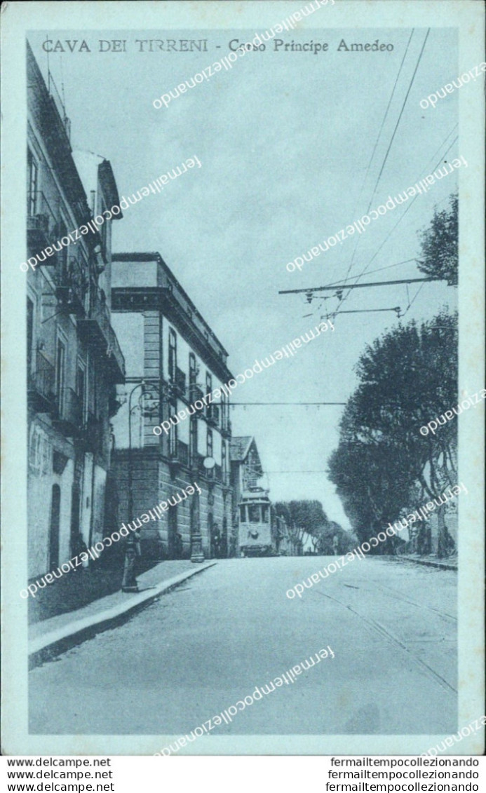 Bo422 Cartolina Cava Dei Tirreni Corso Principe Amedeo Tram Provincia Di Salerno - Salerno