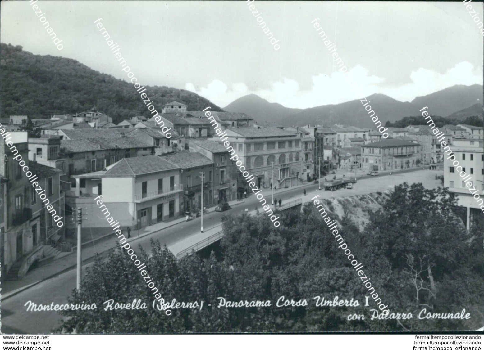 Bu201 Cartolina Montecorvino Rovella Panorama Corso Umberto I Salerno Campania - Salerno