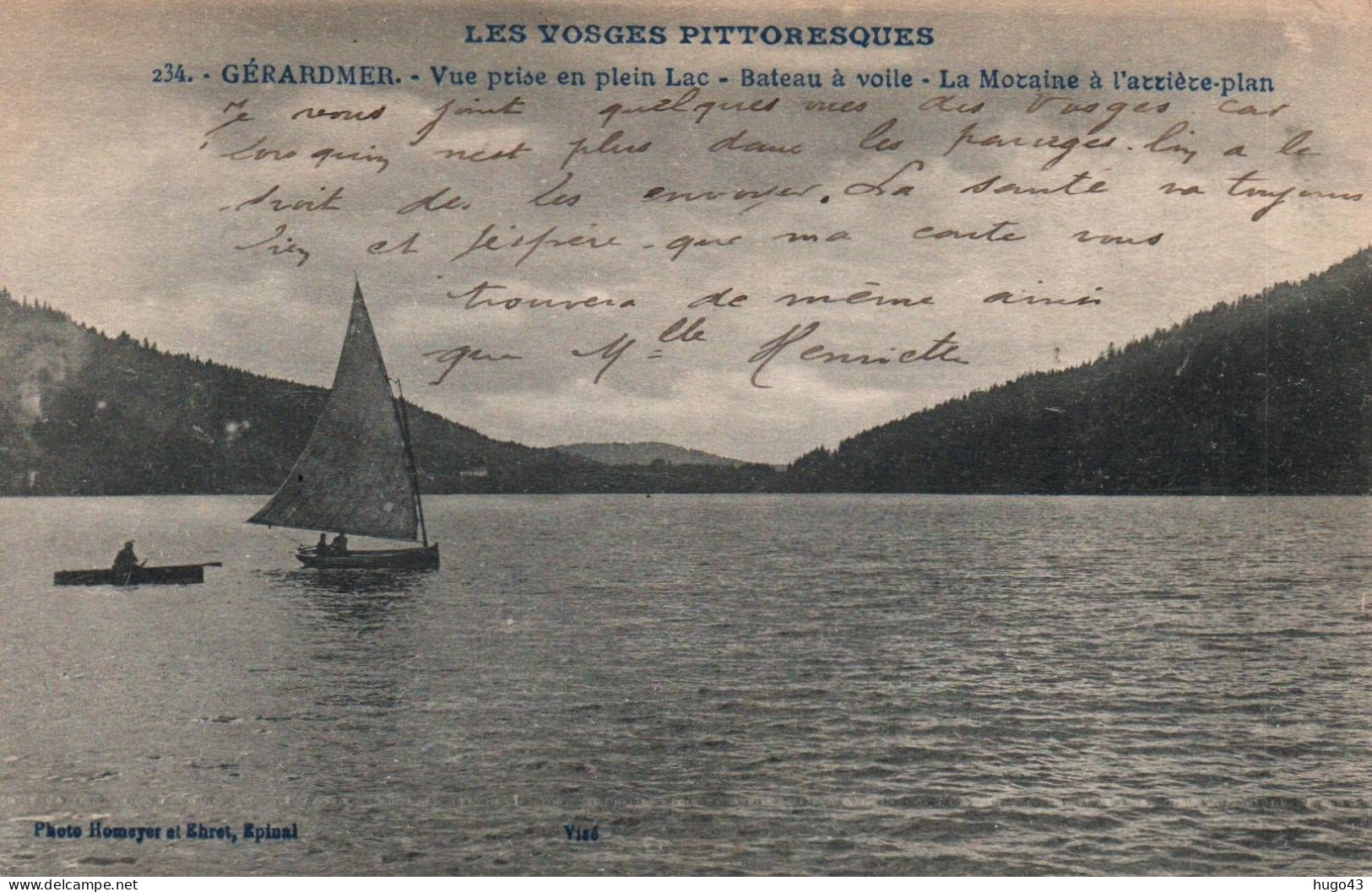 (RECTO / VERSO) GERARDMER - N° 234 -- BATEAU  A VOILE - CPA - Gerardmer