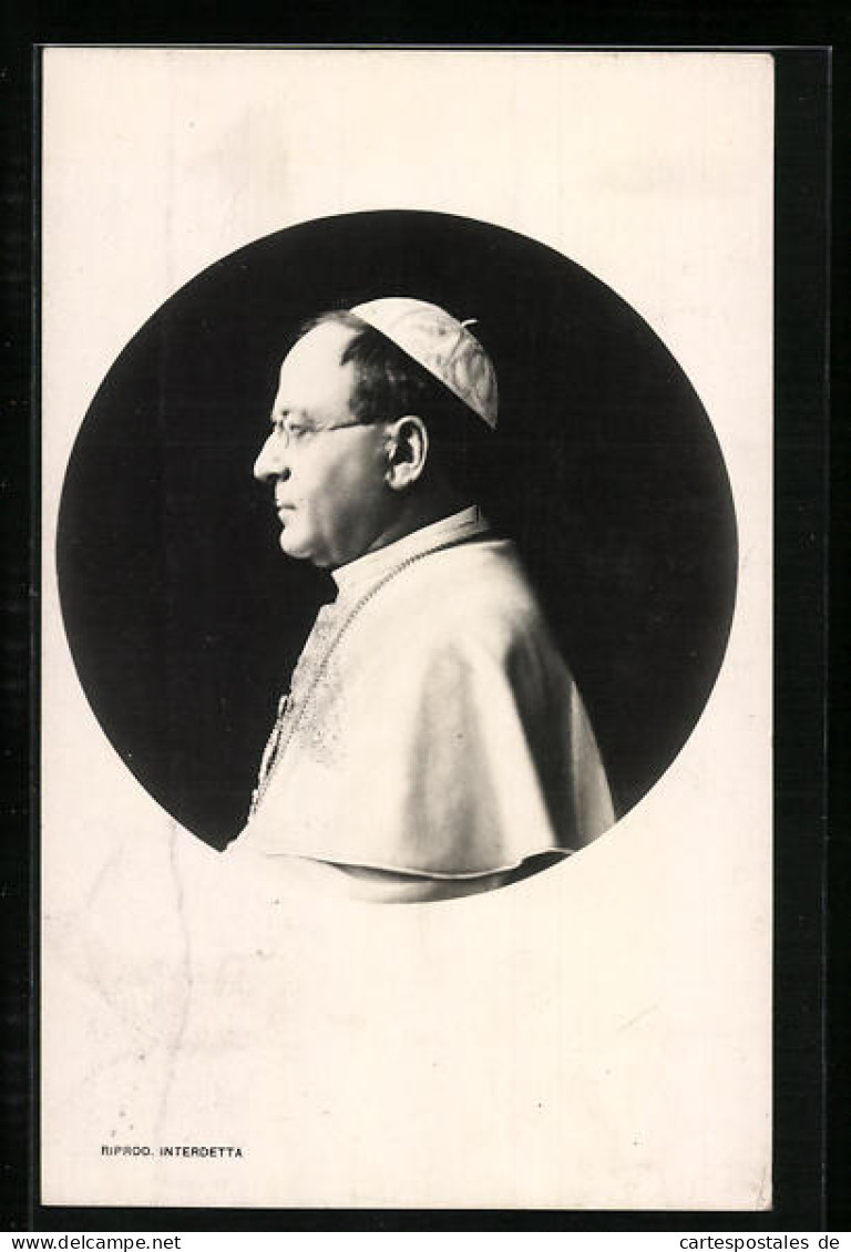 Passepartout-AK Papst Pius XI., Seitenportrait  - Päpste