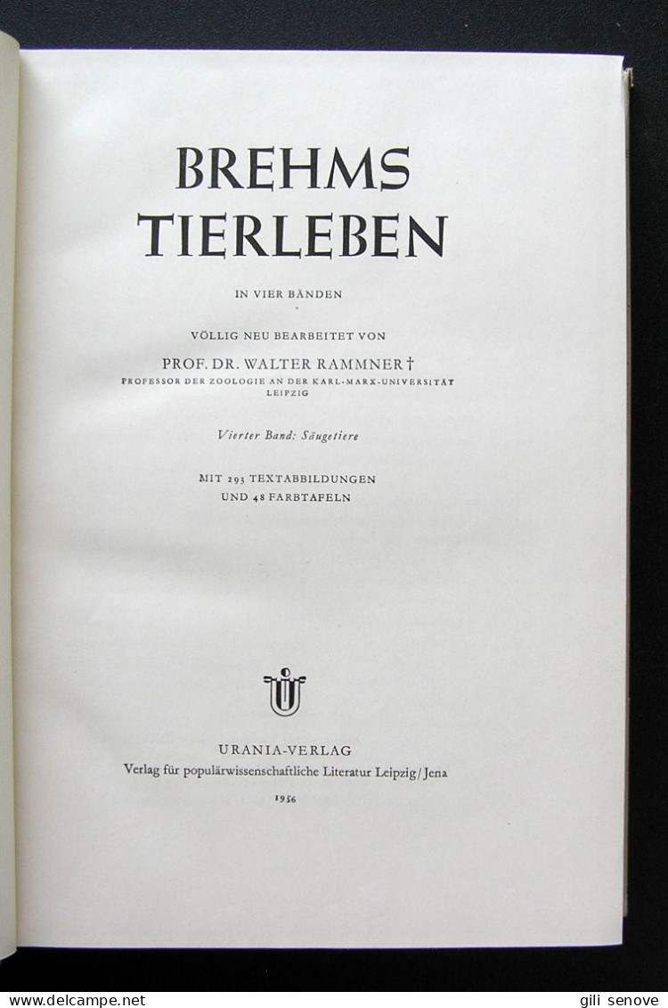 Brehms Tierleben Band 4: Säugetiere 1956 - Livres Anciens