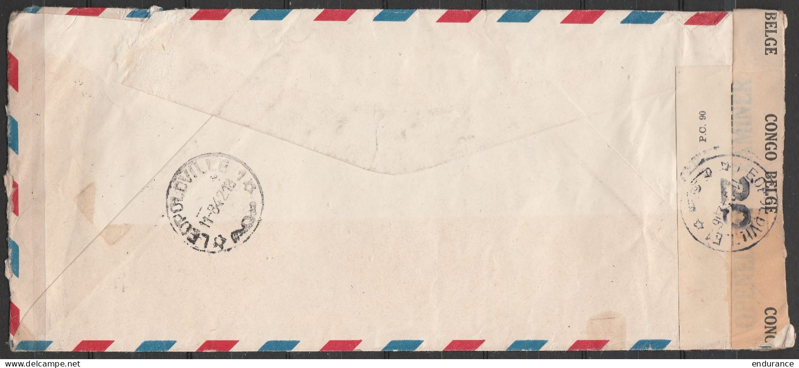 USA - L. Avion EP 6c + 1$14 Flam. CINCINNATI /JUL 20/ OHIO/ 1942 Pour LEOPOLDVILLE - Bande Censure CONGO BELGE 20 (au Do - Lettres & Documents