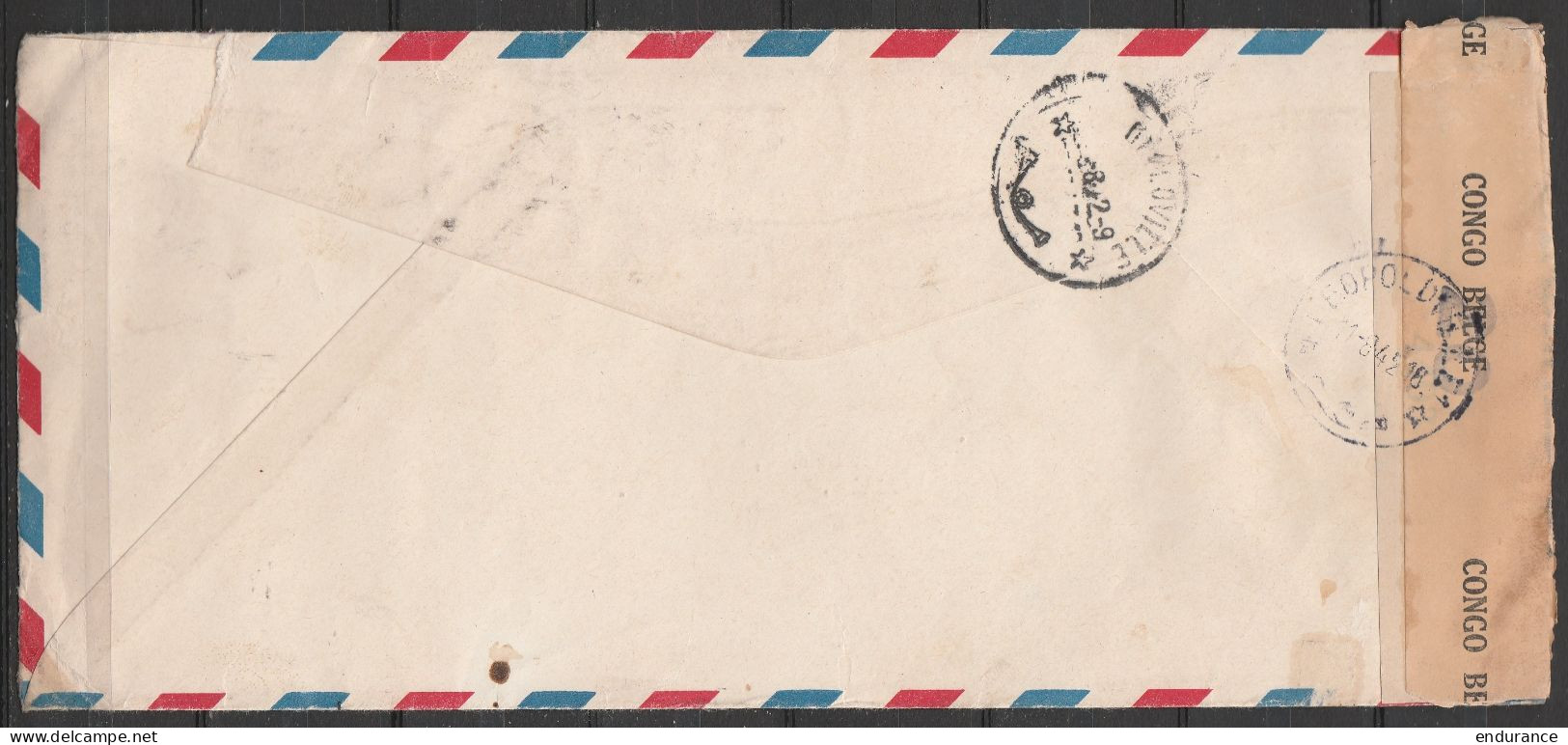 USA - L. Avion EP 6c + 54c Flam. MASON /JUL 7 1942 Pour LEOPOLDVILLE - Bande Censure CONGO BELGE 20 (au Dos: Càd LEOPOLD - Cartas & Documentos