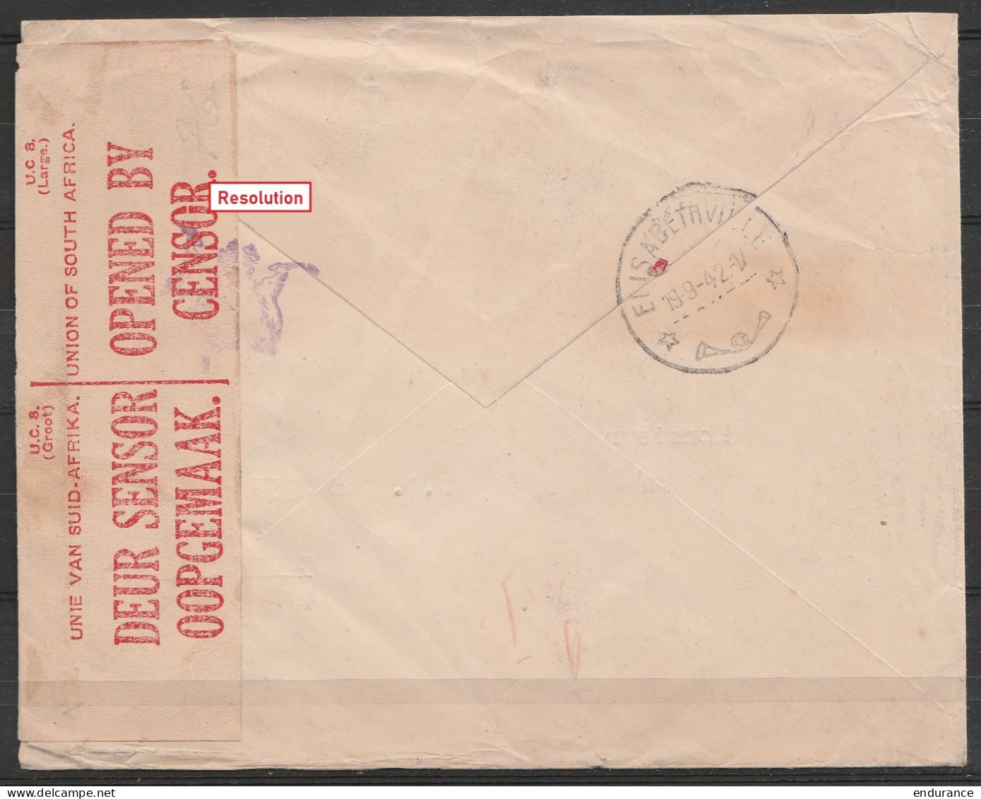 L. Avion Affr. N°254 + 260x5 + PA8 Càd AKETI /-6-8-1942 Pour CAPE TOWN - Griffe "CENSURE DU CONGO BELGE / BUREAU DE BUTA - Lettres & Documents