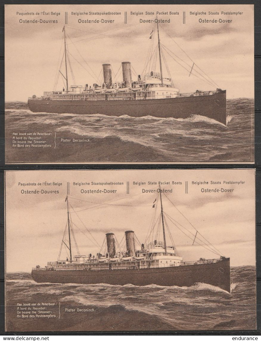 CP EP 5c (N°56) + 10c (N°74) Paquebots De L'Etat Belge - Ligne Ostende-Douvres - 2 Cartes Neuves Série 12/13 - Postcards 1871-1909