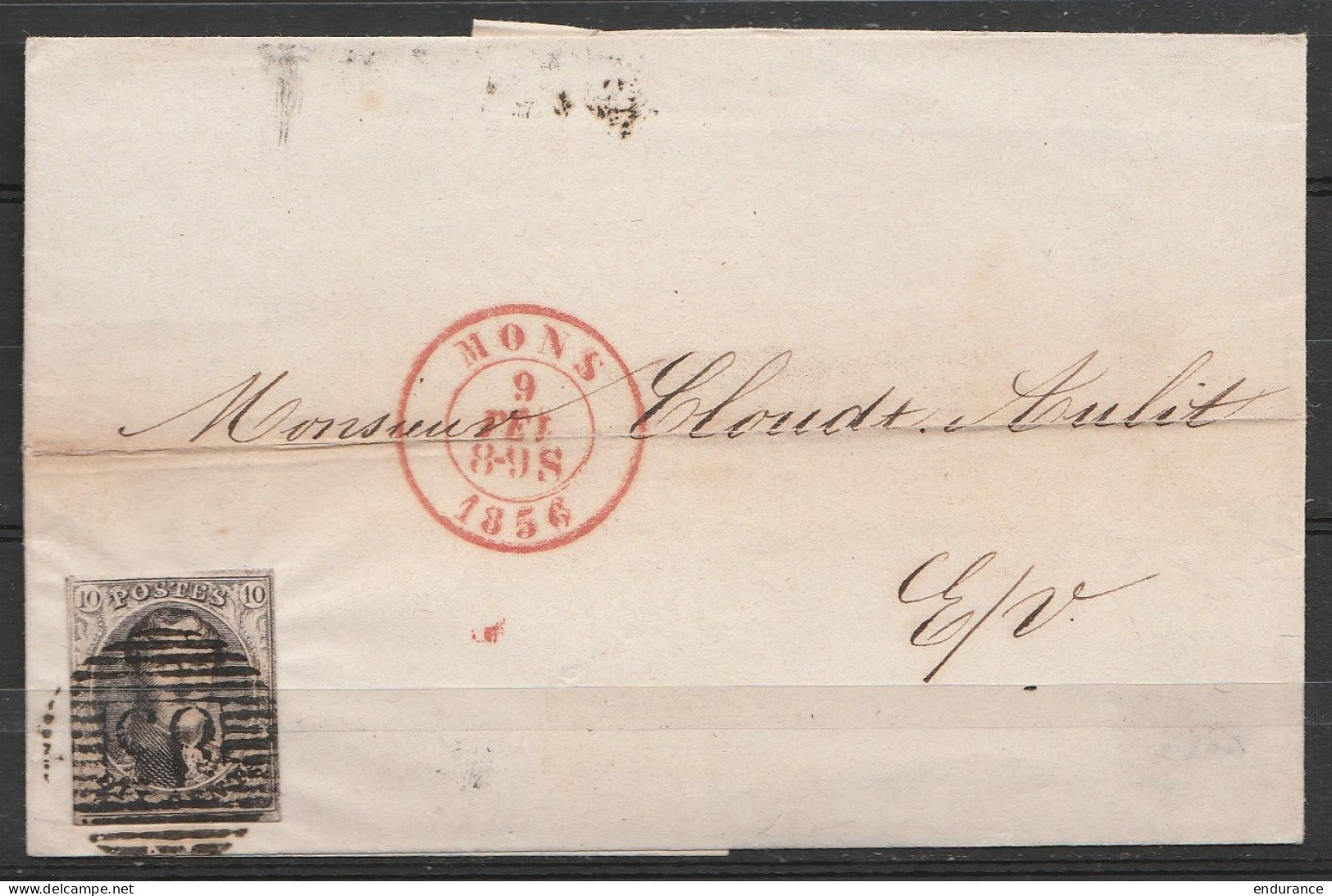 L. Affr. N°6 P85 (?) Càd MONS /9 FEV 1856 Pour E/V - 1851-1857 Médaillons (6/8)