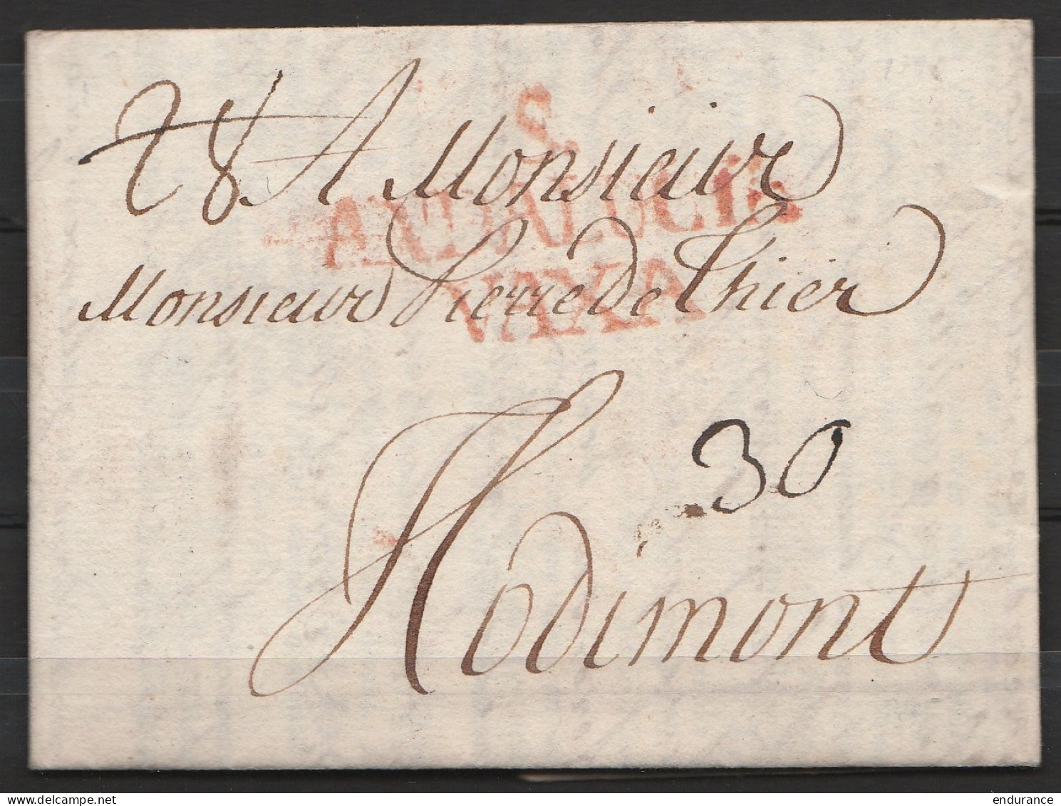 L. Imprimée Datée 2 Juillet 1791 De SEVILLE Signée Ludendorff Pour Pierre De Thier à HODIMONT - Griffe "S./ANDALUCIA/VAX - 1714-1794 (Pays-Bas Autrichiens)