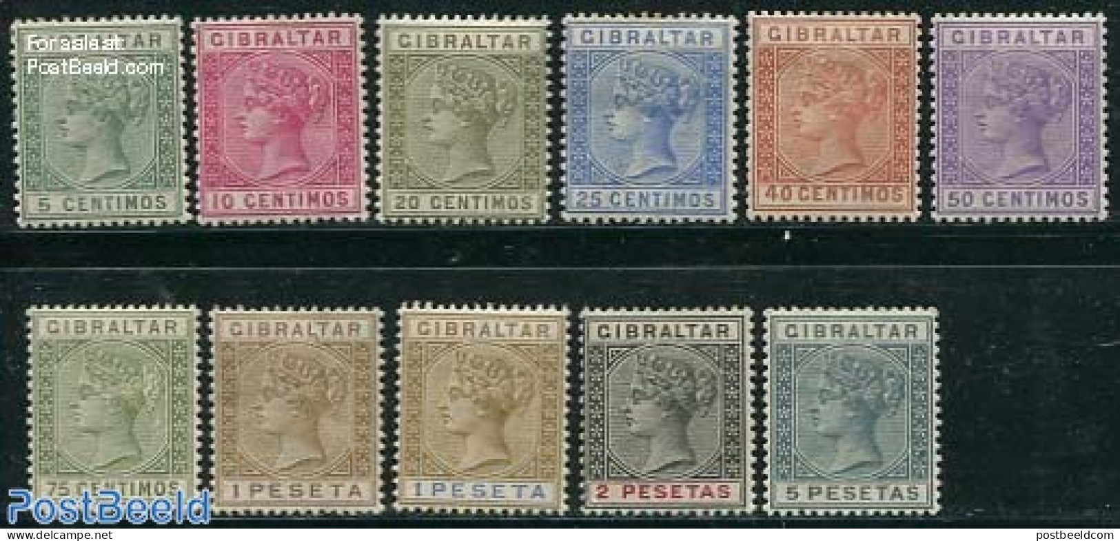 Gibraltar 1889 Definitives, Queen Victoria 11v, Unused (hinged) - Gibraltar