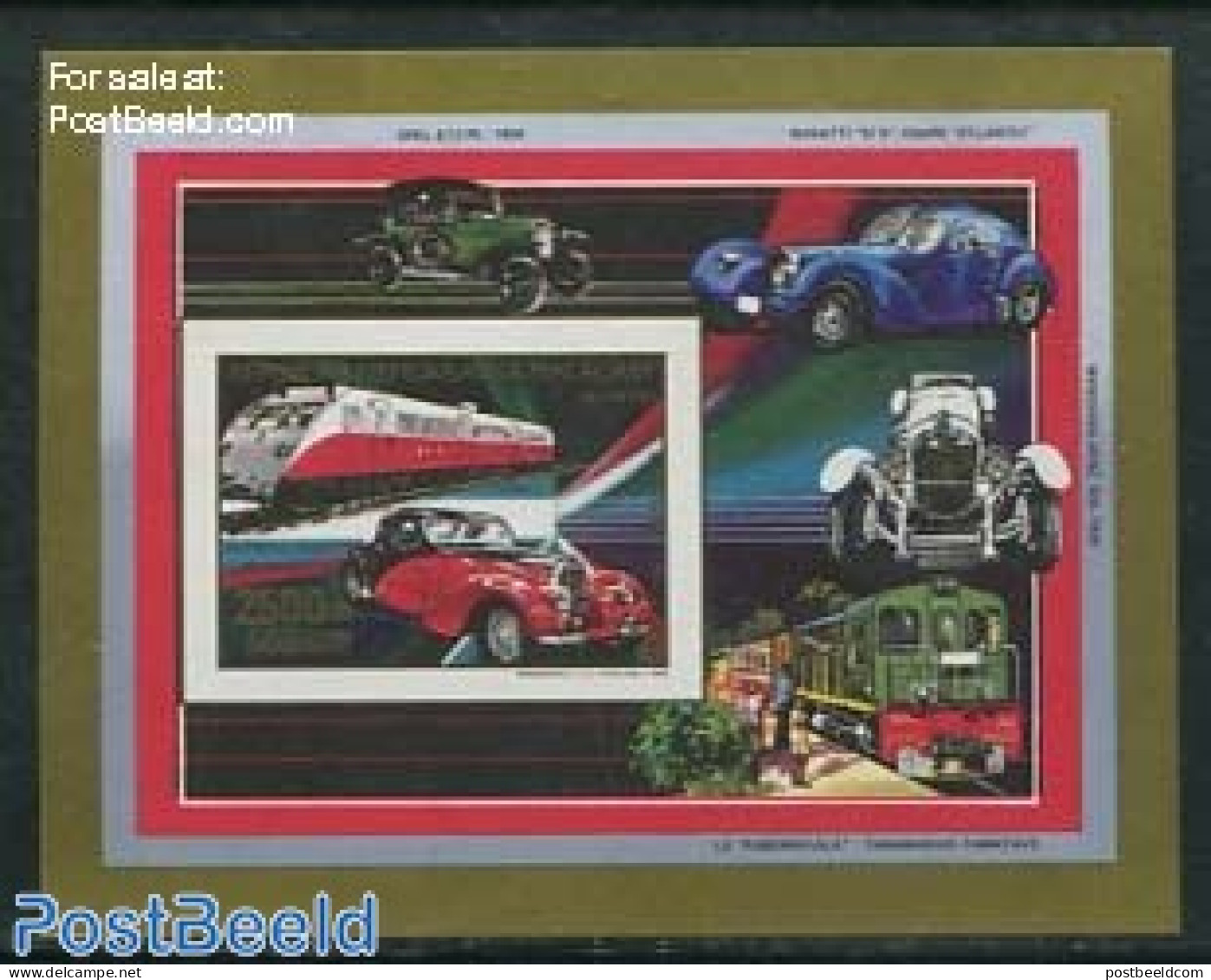 Madagascar 1989 Railways & Automobiles S/s, Imperforated, Mint NH, Transport - Automobiles - Railways - Autos