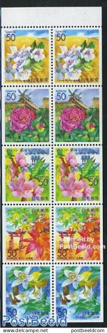Japan 2000 Flowers 2x5v [++++] From Booklet, Mint NH, Nature - Flowers & Plants - Nuovi
