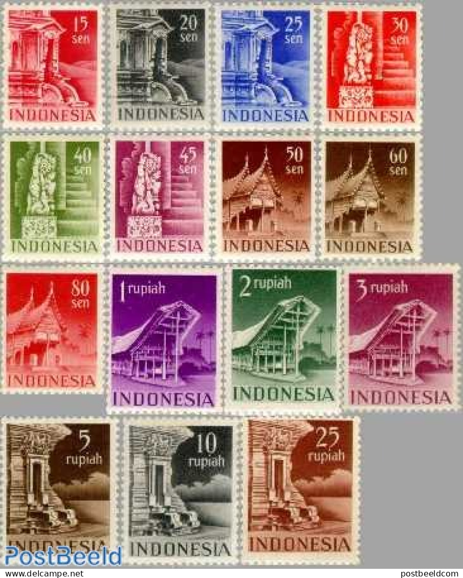 Indonesia 1949 Definitives, Architecture 15v, Unused (hinged), Art - Architecture - Indonésie