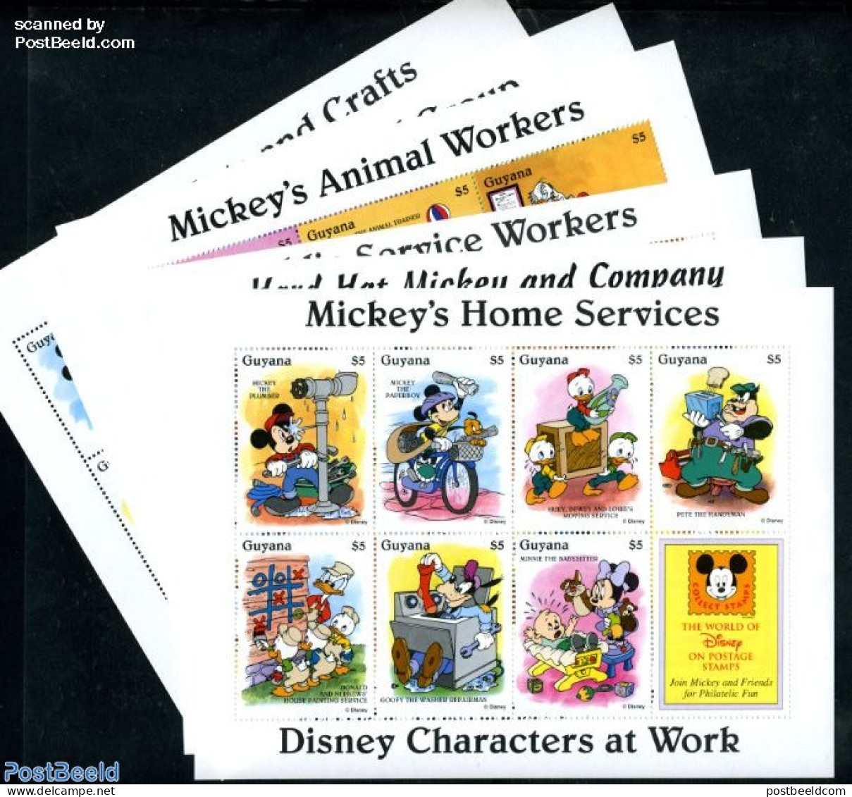 Guyana 1996 Disney Characters As Workers 45v (6 M/s), Mint NH, Art - Disney - Disney