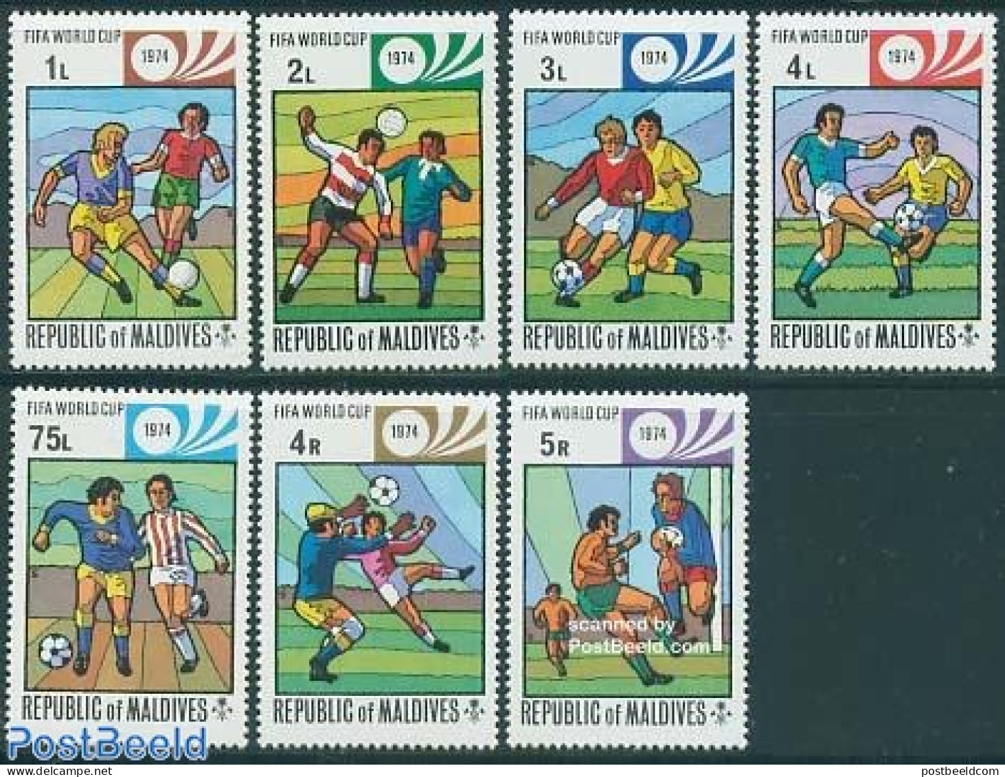 Maldives 1974 World Cup Football 7v, Mint NH, Sport - Football - Maldives (1965-...)