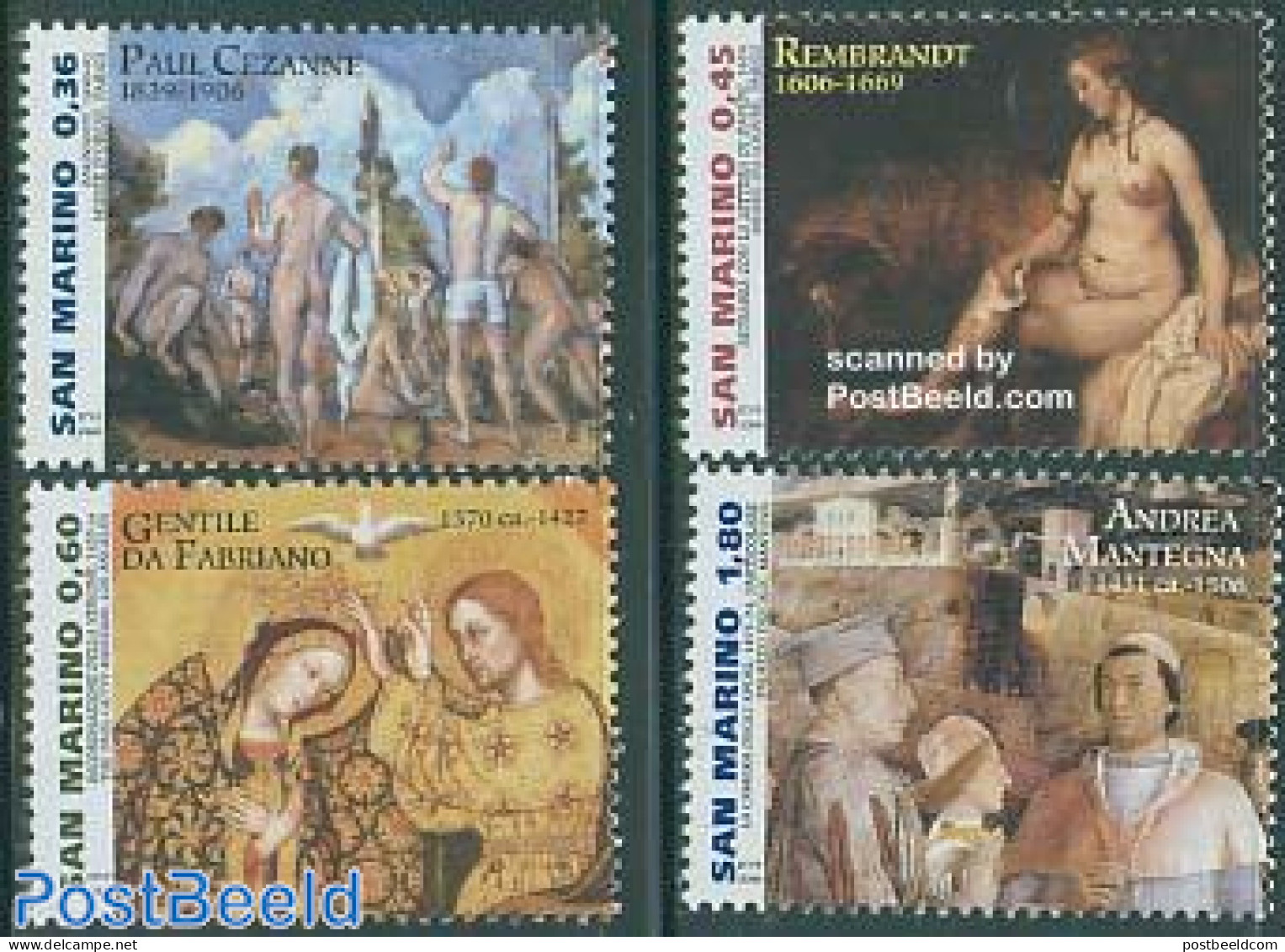 San Marino 2006 Art 4v, Mint NH, Nature - Birds - Art - Paintings - Rembrandt - Unused Stamps