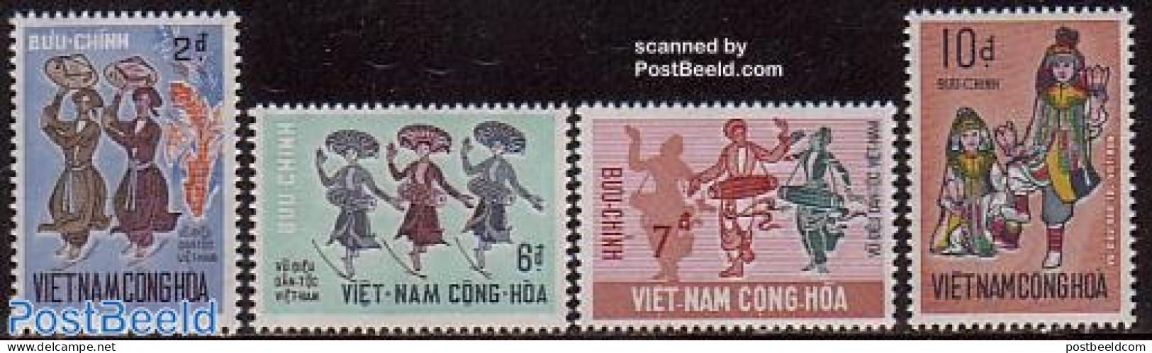 Vietnam, South 1971 Folk Dances 4v, Mint NH, Performance Art - Dance & Ballet - Music - Dance