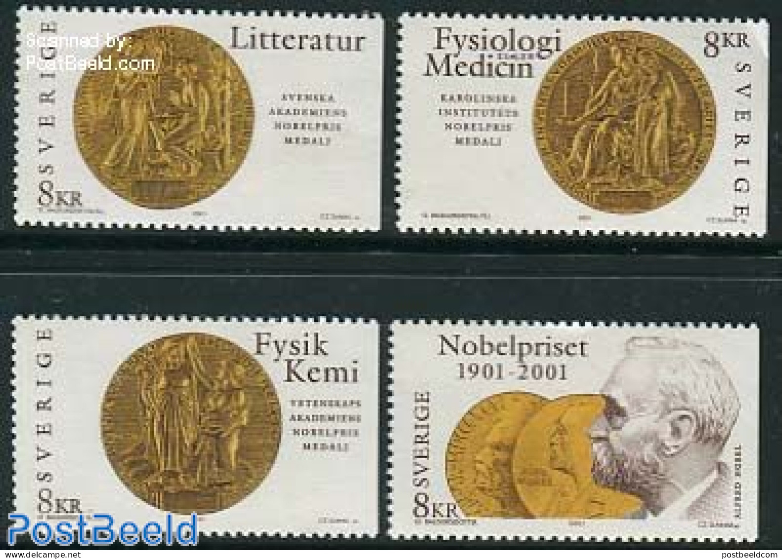 Sweden 2001 Nobel Prize Centenary 4v, Joint Issue USA, Mint NH, History - Various - Nobel Prize Winners - Joint Issues - Nuovi