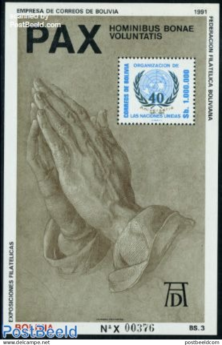 Bolivia 1991 Peace S/s, Mint NH - Bolivie