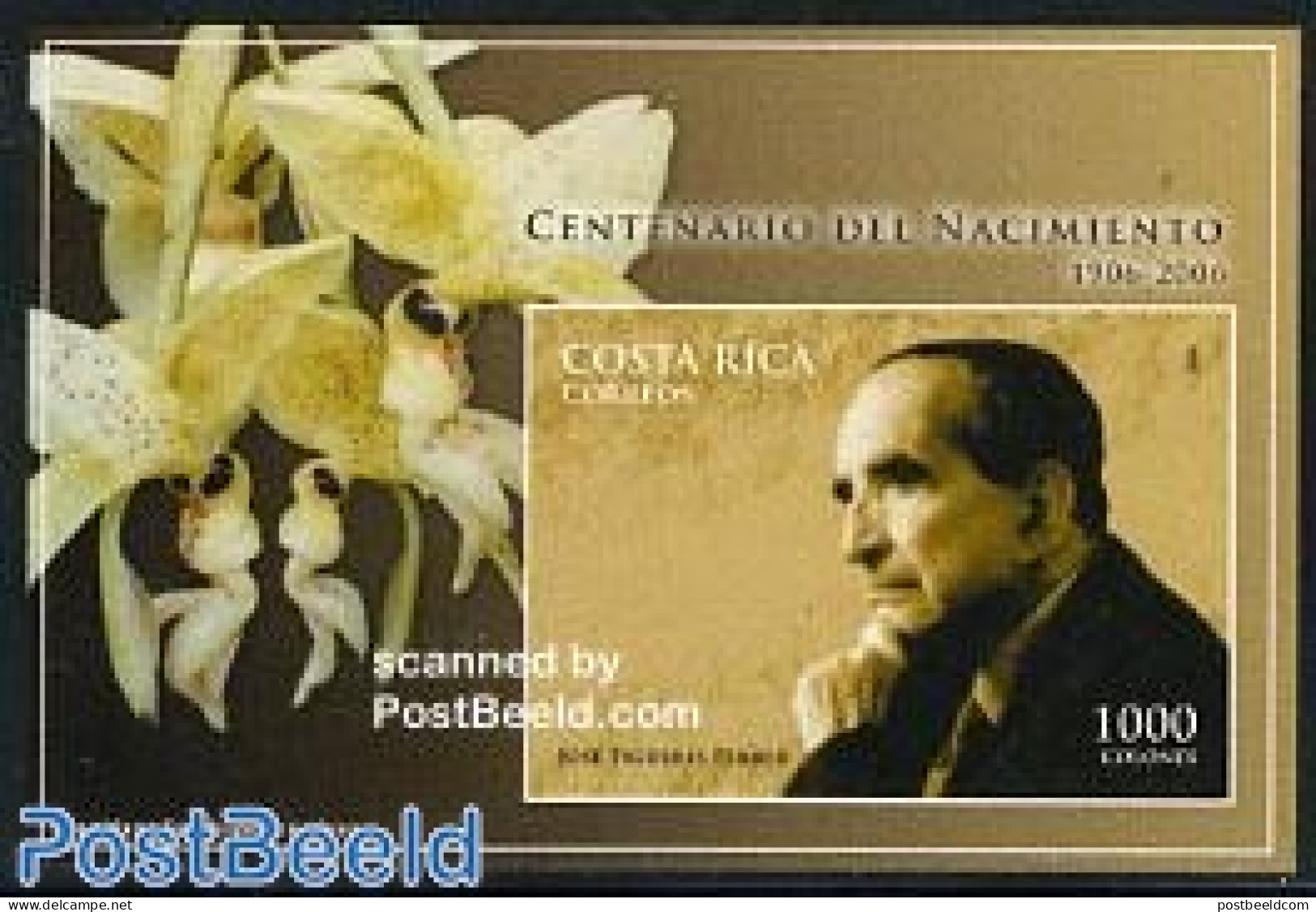 Costa Rica 2006 President Jose F. Ferrer S/s, Mint NH, History - Nature - Politicians - Flowers & Plants - Costa Rica