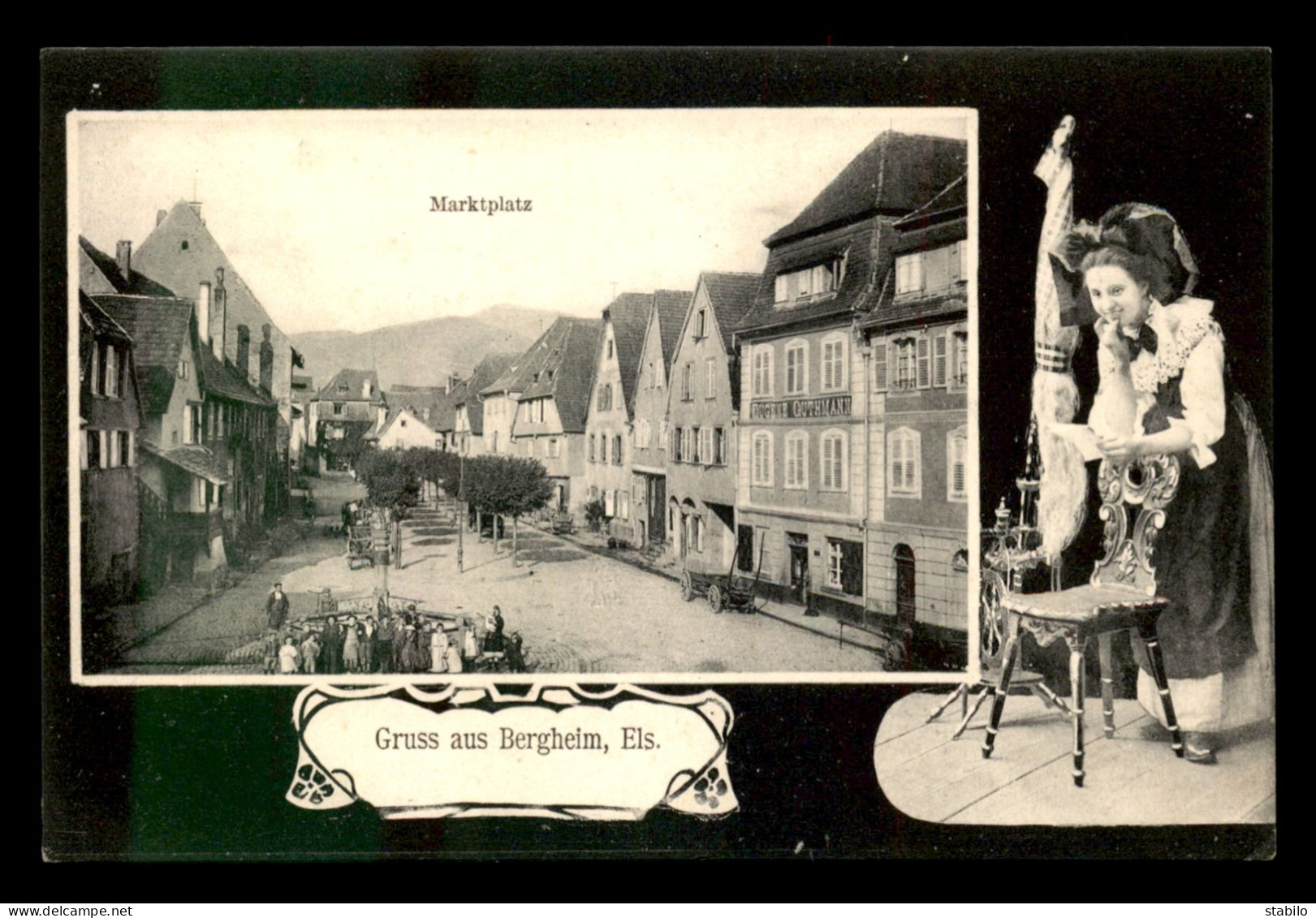 68 - BERGHEIM - MARKTPLATZ - FILEUSE ALSACIENNE - Autres & Non Classés