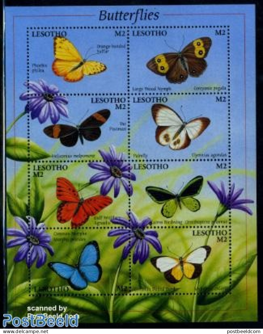 Lesotho 2001 Butterflies 8v M/s, Mint NH, Nature - Butterflies - Flowers & Plants - Lesotho (1966-...)