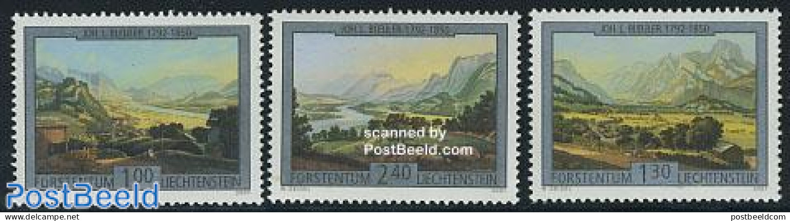 Liechtenstein 2007 J.L. BLeuler, Paintings 3v, Mint NH, Sport - Mountains & Mountain Climbing - Art - Paintings - Ongebruikt