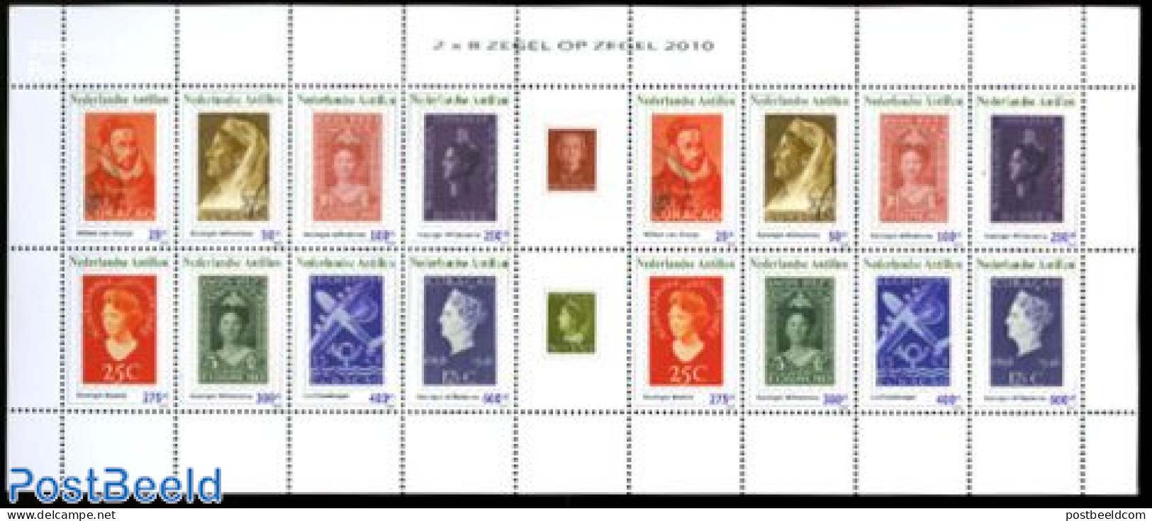 Netherlands Antilles 2010 Stamps From The Past M/s (= 2 Sets), Mint NH, Stamps On Stamps - Postzegels Op Postzegels