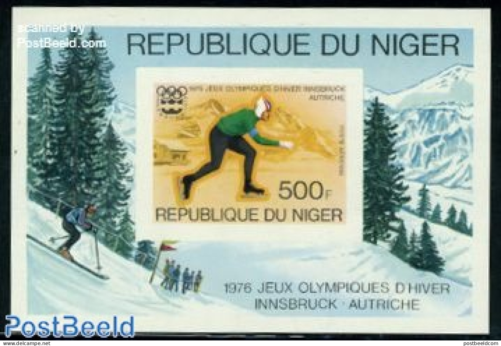 Niger 1976 Winter Olympic Games S/s Imperforated, Mint NH, Sport - Olympic Winter Games - Skating - Niger (1960-...)