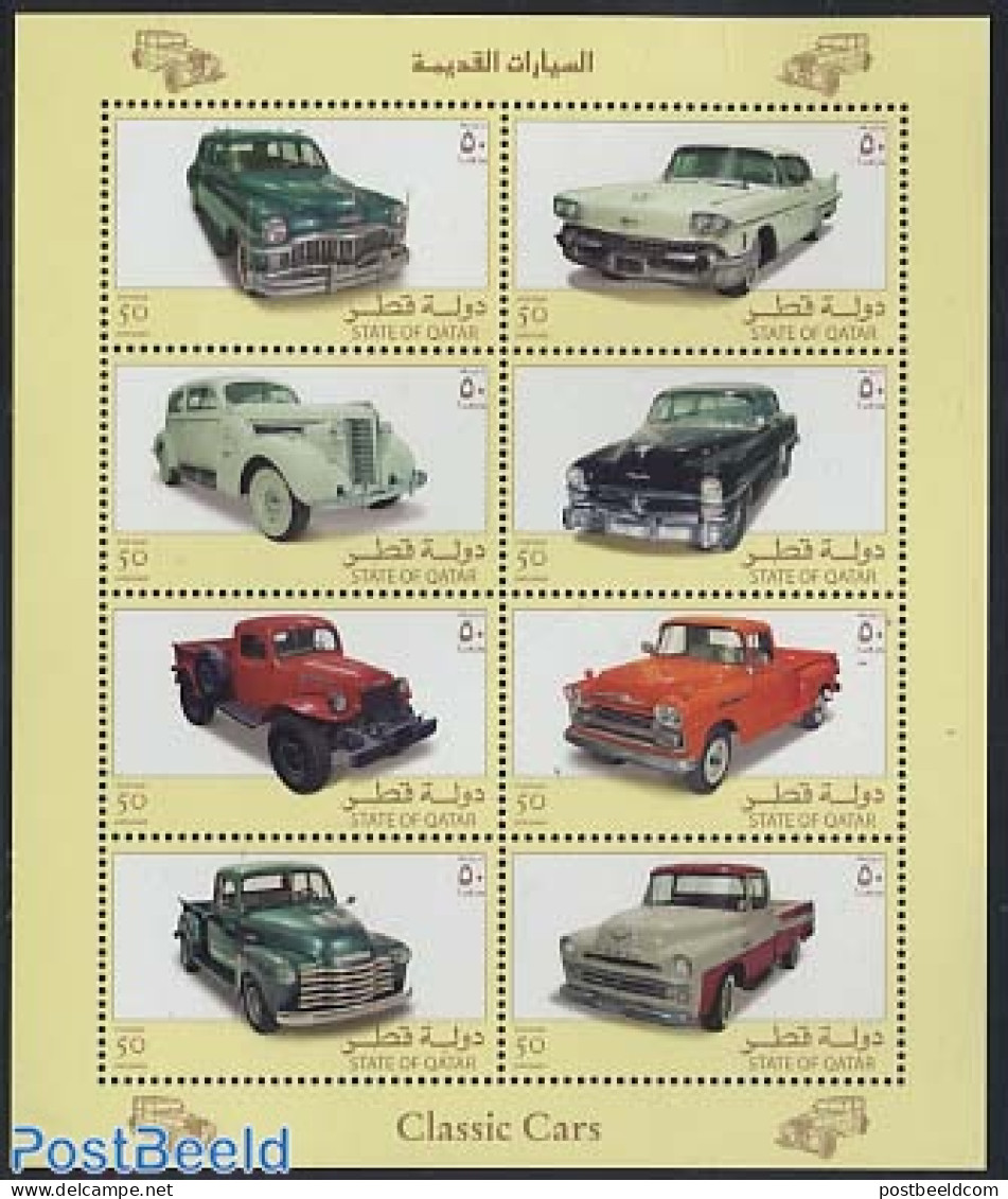 Qatar 2005 Classic Cars 8v M/s, Mint NH, Transport - Automobiles - Autos