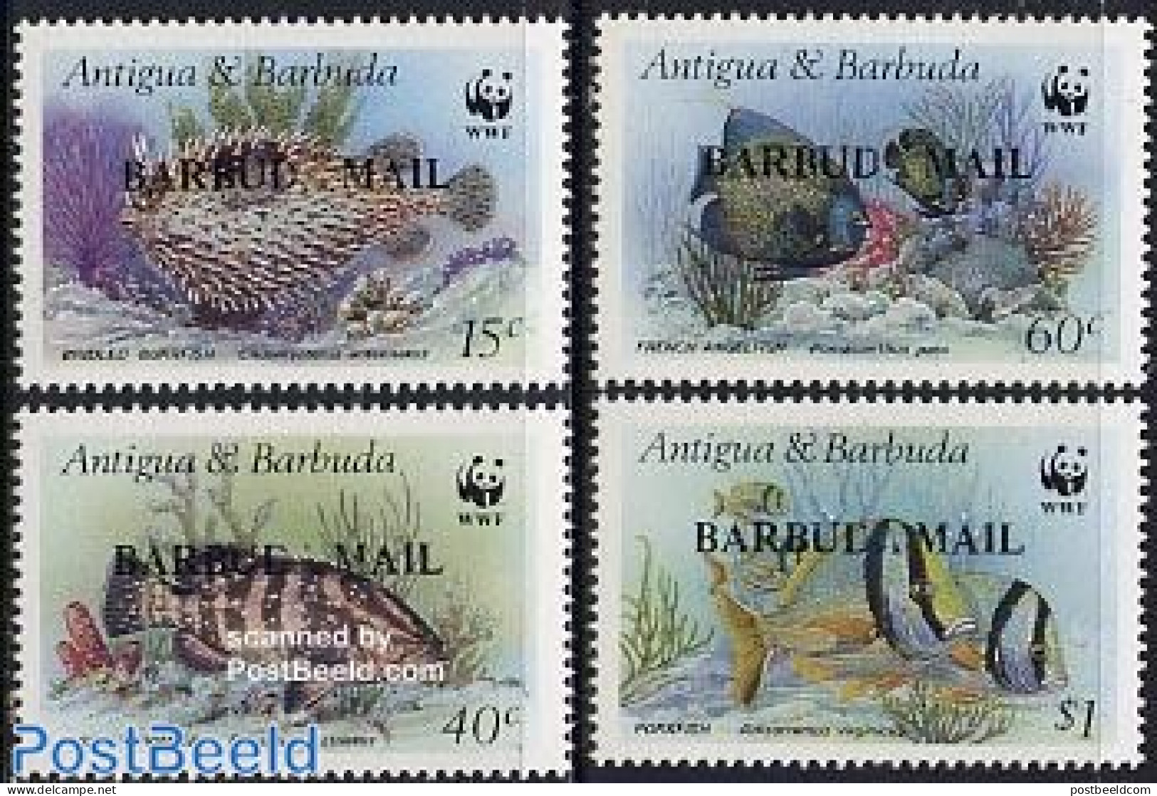 Barbuda 1987 WWF Overprints 4v, Mint NH, Nature - World Wildlife Fund (WWF) - Barbuda (...-1981)