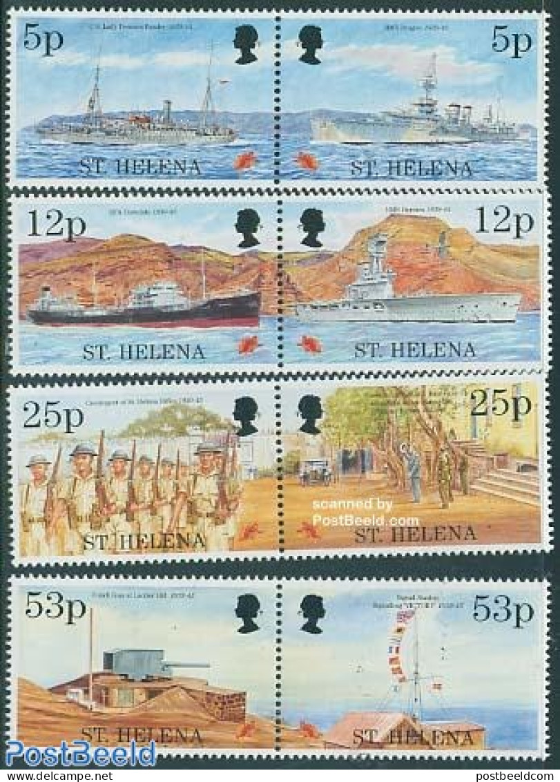 Saint Helena 1995 End Of World War II 4x2v, Mint NH, History - Transport - Various - Militarism - World War II - Autom.. - Militaria