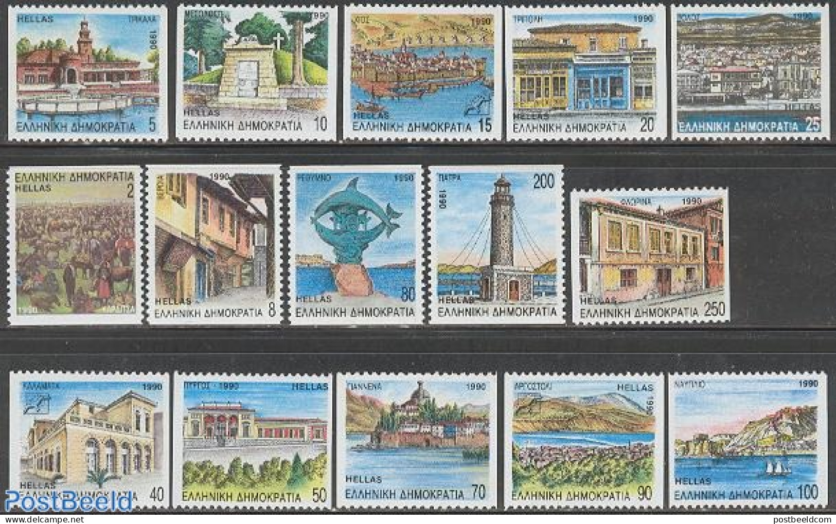 Greece 1990 Provincial Capital 15v Coil, Mint NH, Nature - Transport - Various - Horses - Sea Mammals - Ships And Boat.. - Neufs
