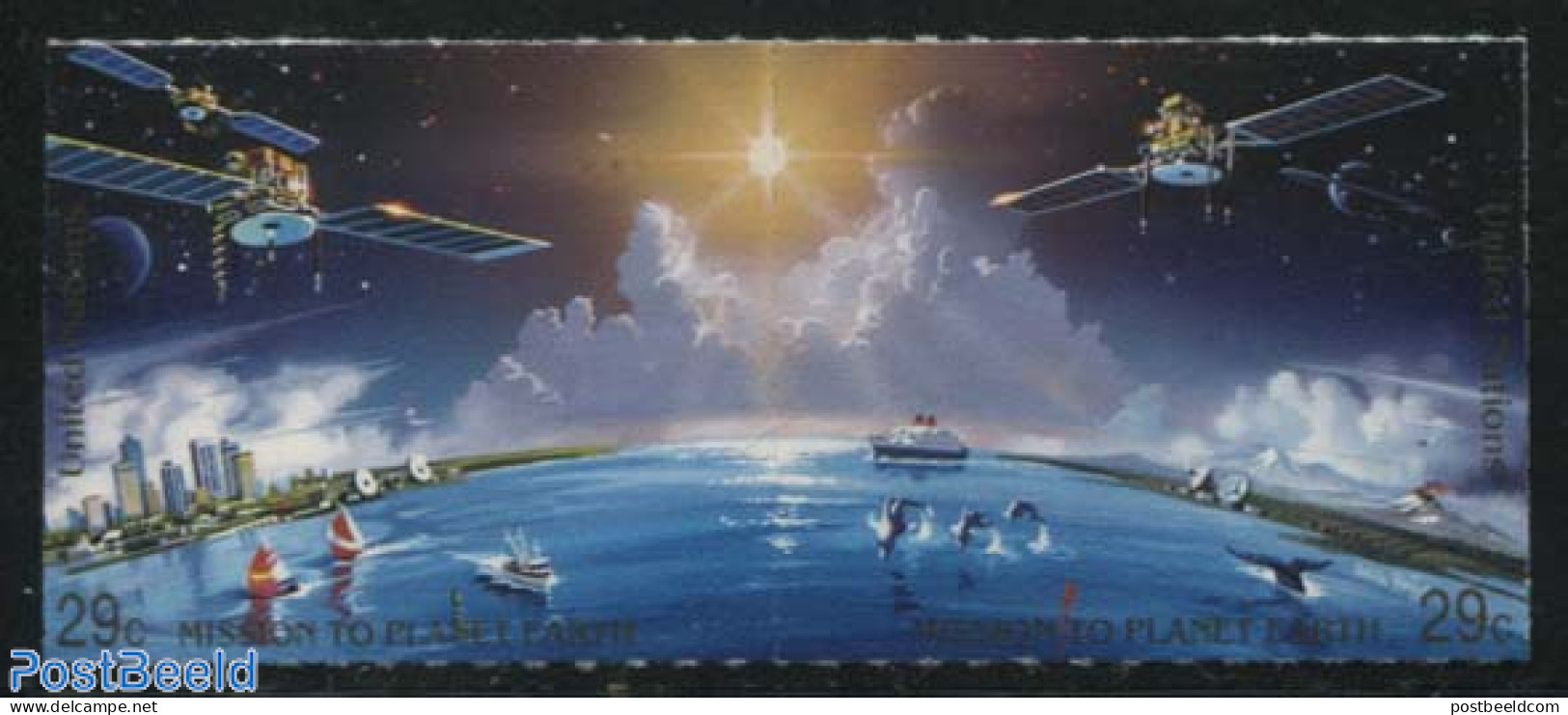 United Nations, New York 1992 Mission To Earth 2v [:], Mint NH, Nature - Science - Transport - Sea Mammals - Astronomy.. - Astrologie