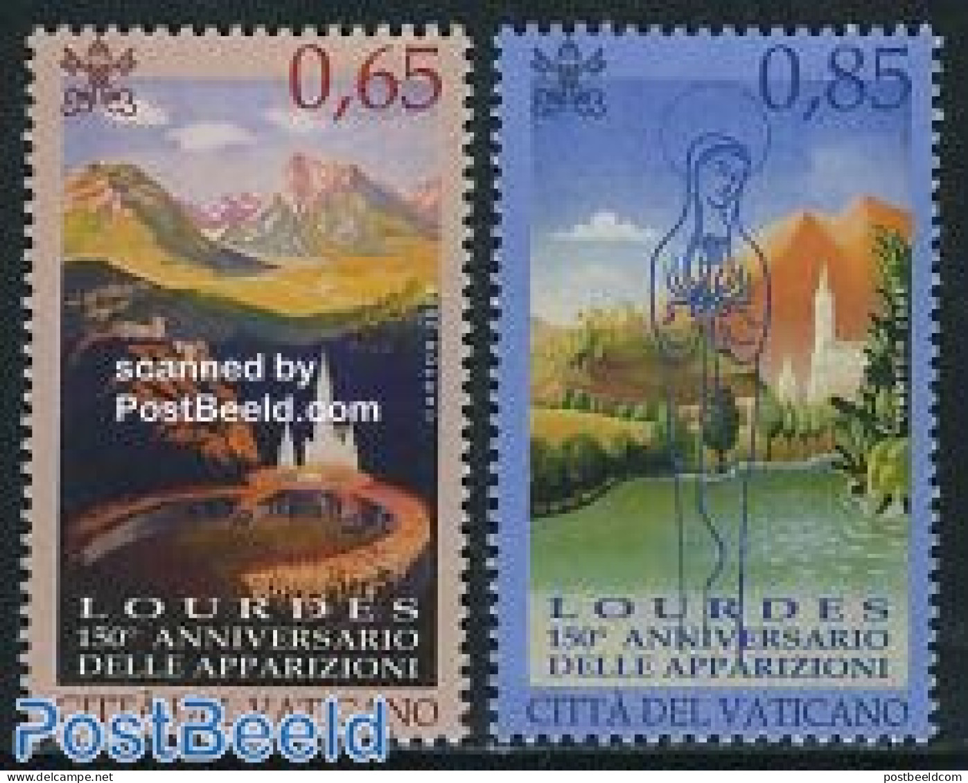 Vatican 2008 Lourdes 2v, Mint NH, Religion - Sport - Churches, Temples, Mosques, Synagogues - Religion - Mountains & M.. - Ungebraucht