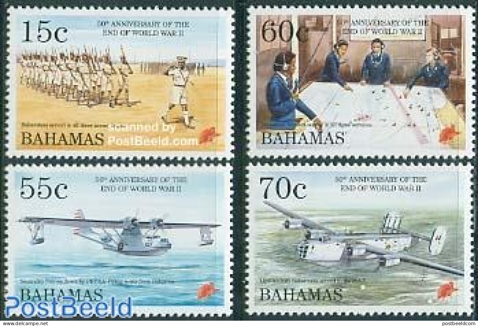 Bahamas 1995 End Of World War II 4v, Mint NH, History - Transport - Militarism - World War II - Aircraft & Aviation - Militaria